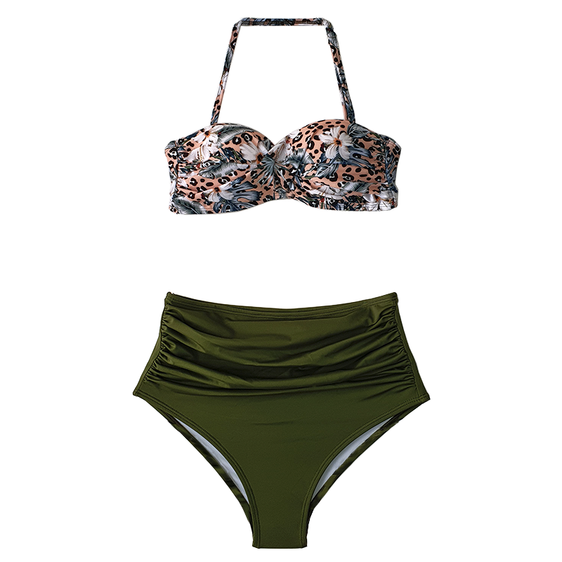 Bikini de tiro super alto con top bandeau