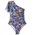 Traje de baño estampado tropical con faja