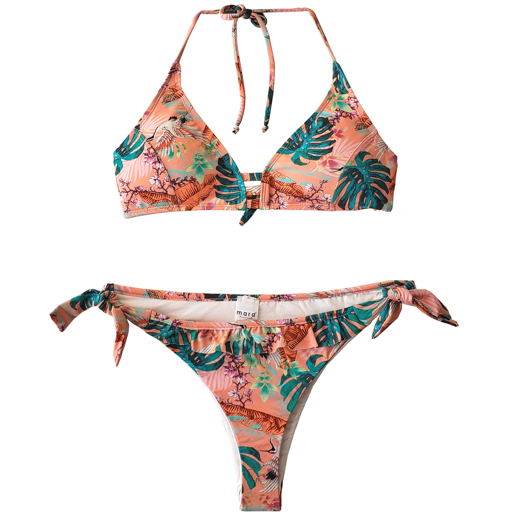 Bikini sexy estampado color coral